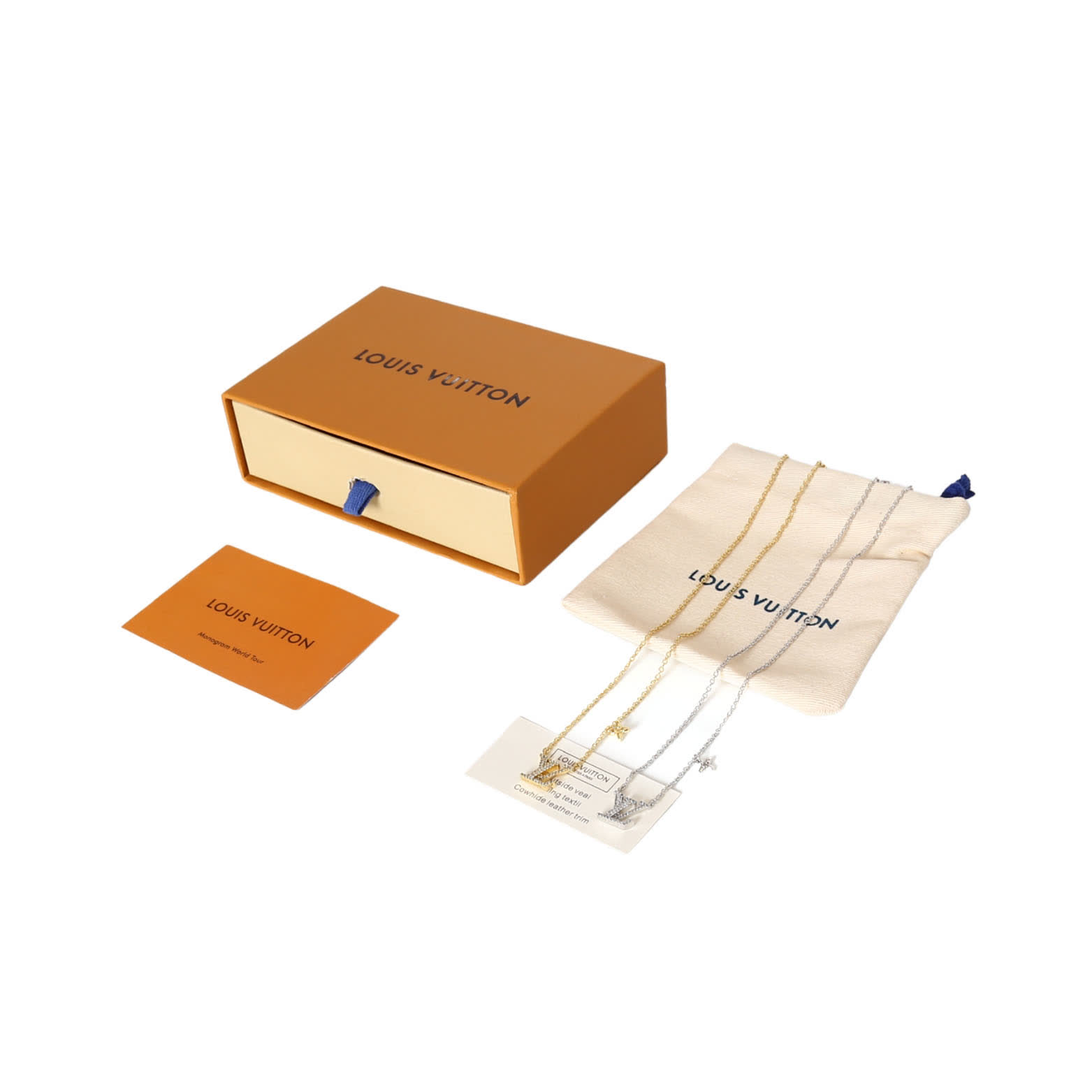 Louis Vuitton Gold & Silver Letter Necklaces Set Louis Vuitton Gold & Silver Letter Necklaces Set